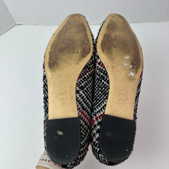 Talbots Sz 8M Tweed Houndstooth Ballet Flats Red Black Preppy Careerwear Retro - Picture 14 of 16
